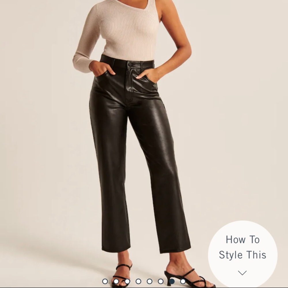 Abercrombie Curve Love Vegan Leather Ankle Straight Pants